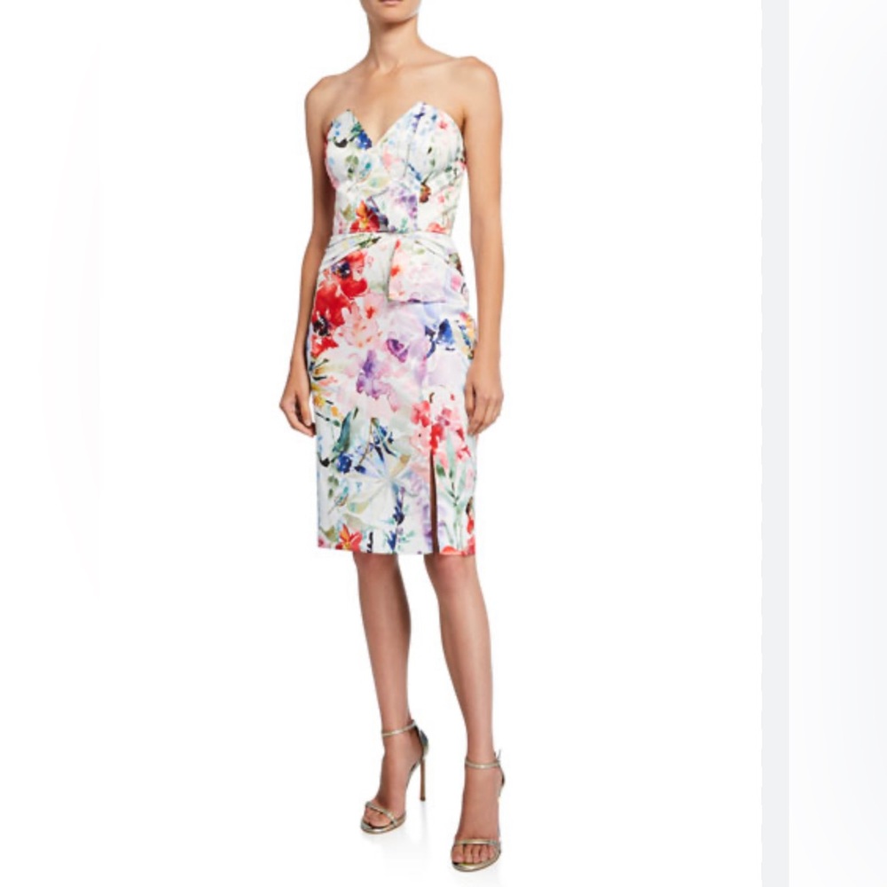 Parker Black‎ Posey Floral Satin Strapless Midi Dress